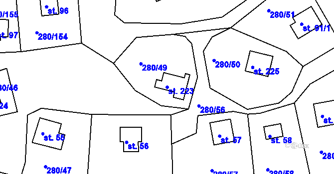 Parcela st. 223 v KÚ Skalka u Chebu, Katastrální mapa