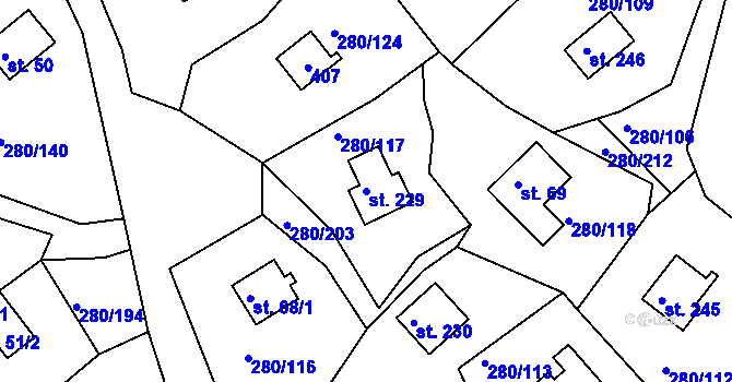 Parcela st. 229 v KÚ Skalka u Chebu, Katastrální mapa