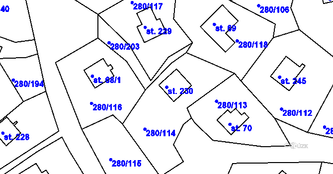 Parcela st. 230 v KÚ Skalka u Chebu, Katastrální mapa