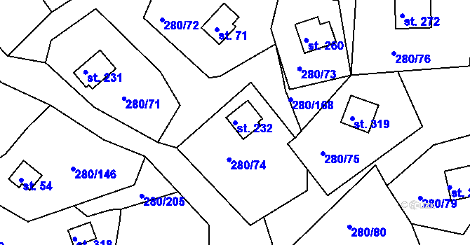 Parcela st. 232 v KÚ Skalka u Chebu, Katastrální mapa