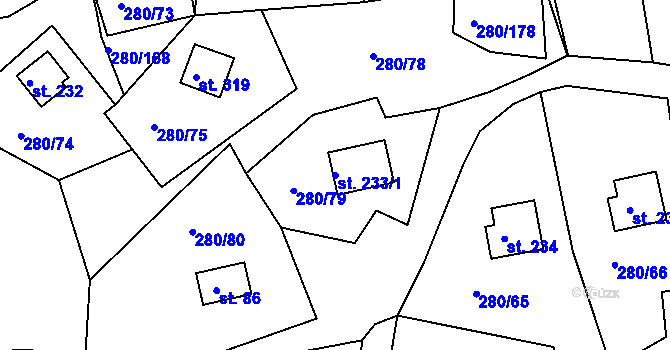 Parcela st. 233/1 v KÚ Skalka u Chebu, Katastrální mapa