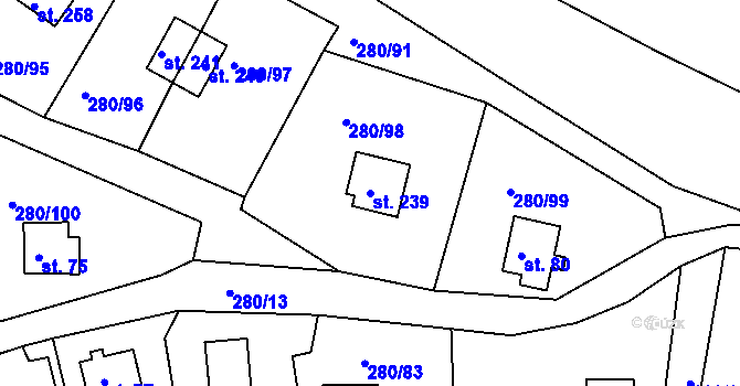 Parcela st. 239 v KÚ Skalka u Chebu, Katastrální mapa