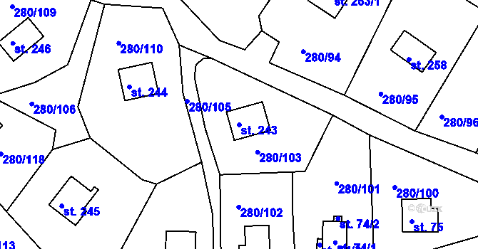 Parcela st. 243 v KÚ Skalka u Chebu, Katastrální mapa