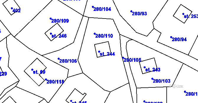 Parcela st. 244 v KÚ Skalka u Chebu, Katastrální mapa