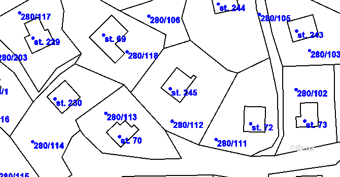 Parcela st. 245 v KÚ Skalka u Chebu, Katastrální mapa