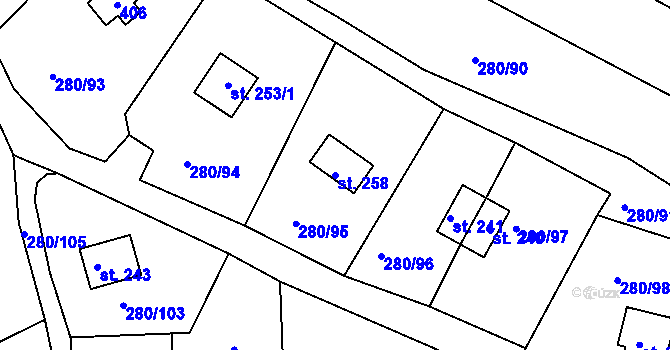 Parcela st. 258 v KÚ Skalka u Chebu, Katastrální mapa