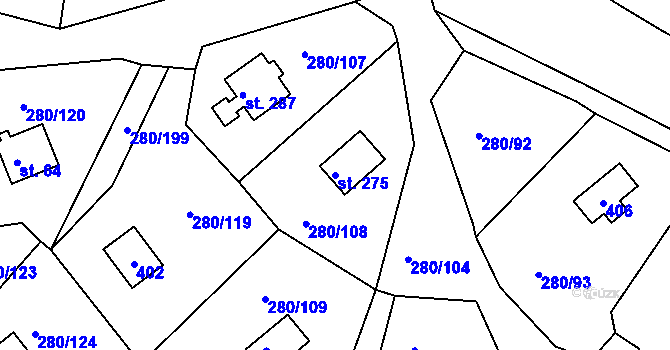 Parcela st. 275 v KÚ Skalka u Chebu, Katastrální mapa