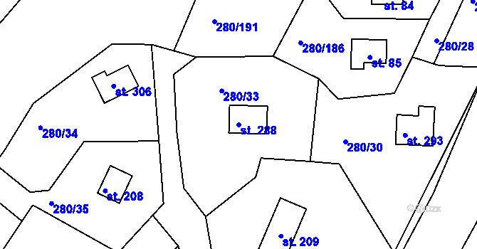 Parcela st. 288 v KÚ Skalka u Chebu, Katastrální mapa
