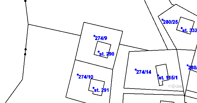 Parcela st. 290 v KÚ Skalka u Chebu, Katastrální mapa
