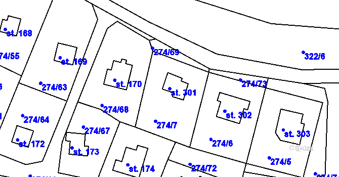 Parcela st. 301 v KÚ Skalka u Chebu, Katastrální mapa