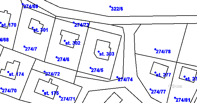 Parcela st. 303 v KÚ Skalka u Chebu, Katastrální mapa