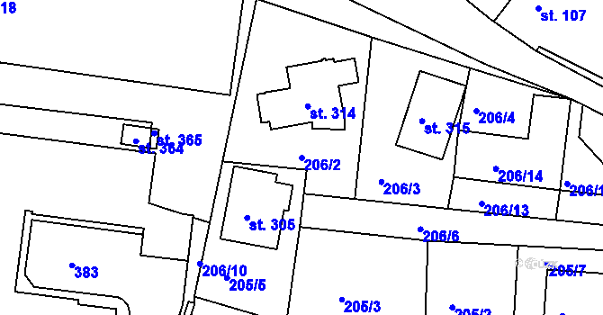 Parcela st. 206/2 v KÚ Skalka u Chebu, Katastrální mapa