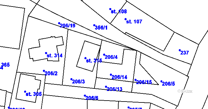Parcela st. 206/4 v KÚ Skalka u Chebu, Katastrální mapa