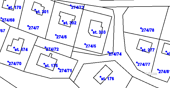 Parcela st. 274/5 v KÚ Skalka u Chebu, Katastrální mapa