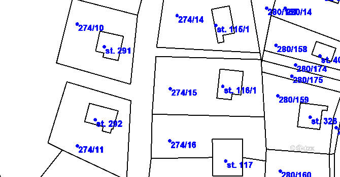Parcela st. 274/15 v KÚ Skalka u Chebu, Katastrální mapa