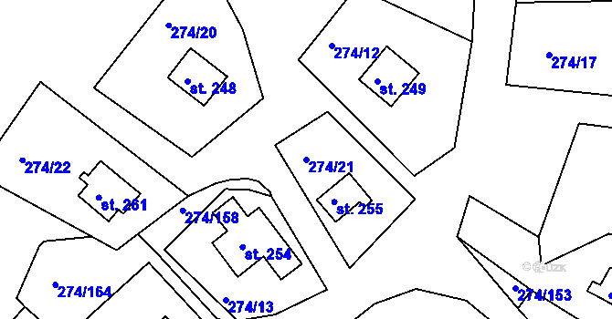 Parcela st. 274/21 v KÚ Skalka u Chebu, Katastrální mapa