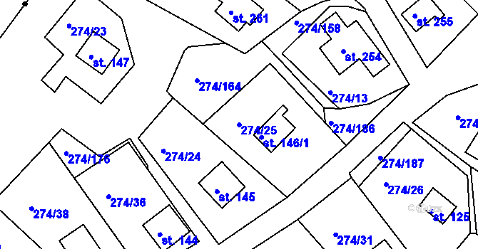 Parcela st. 274/25 v KÚ Skalka u Chebu, Katastrální mapa