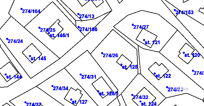 Parcela st. 274/26 v KÚ Skalka u Chebu, Katastrální mapa