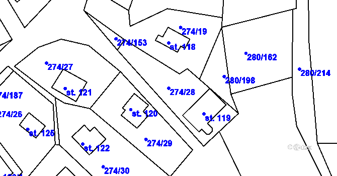 Parcela st. 274/28 v KÚ Skalka u Chebu, Katastrální mapa
