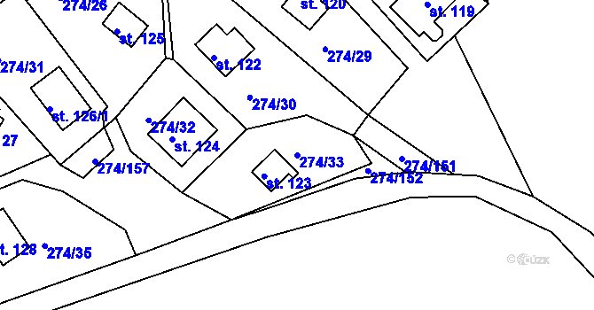 Parcela st. 274/33 v KÚ Skalka u Chebu, Katastrální mapa