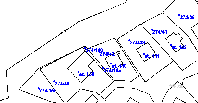 Parcela st. 274/42 v KÚ Skalka u Chebu, Katastrální mapa