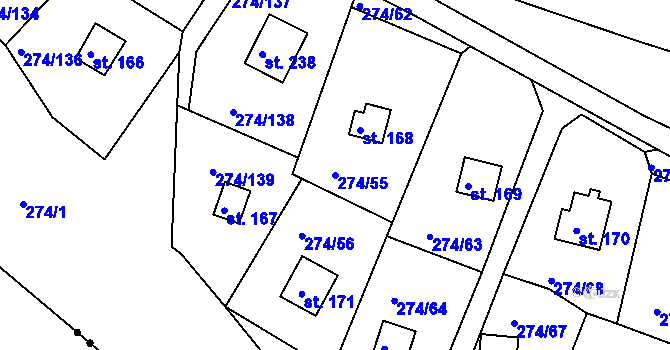 Parcela st. 274/55 v KÚ Skalka u Chebu, Katastrální mapa