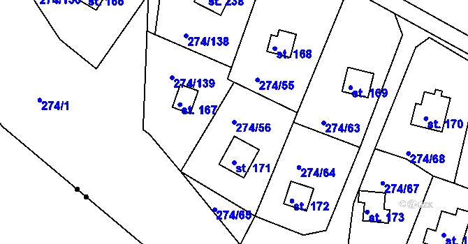 Parcela st. 274/56 v KÚ Skalka u Chebu, Katastrální mapa