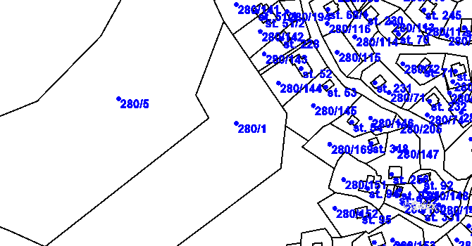 Parcela st. 280/1 v KÚ Skalka u Chebu, Katastrální mapa