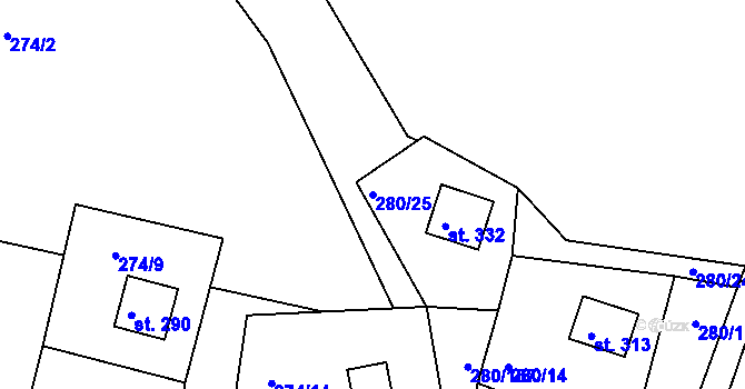 Parcela st. 280/25 v KÚ Skalka u Chebu, Katastrální mapa