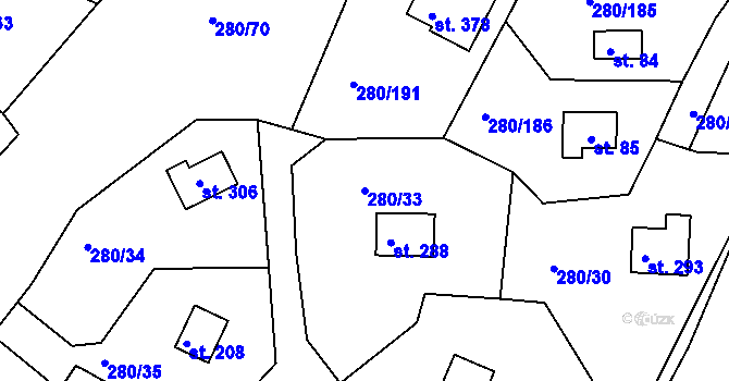 Parcela st. 280/33 v KÚ Skalka u Chebu, Katastrální mapa