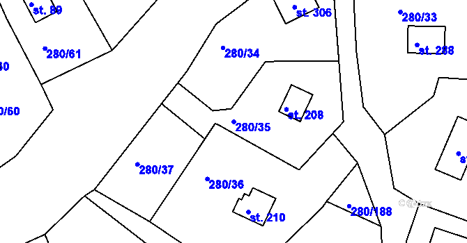 Parcela st. 280/35 v KÚ Skalka u Chebu, Katastrální mapa