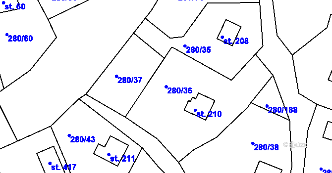 Parcela st. 280/36 v KÚ Skalka u Chebu, Katastrální mapa
