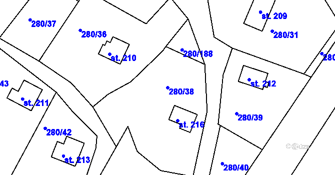 Parcela st. 280/38 v KÚ Skalka u Chebu, Katastrální mapa