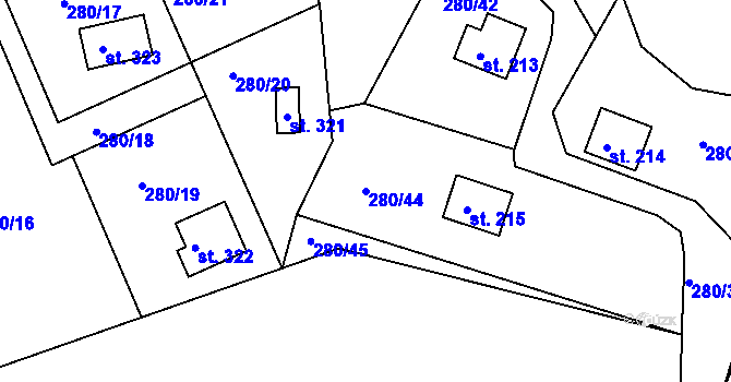 Parcela st. 280/44 v KÚ Skalka u Chebu, Katastrální mapa