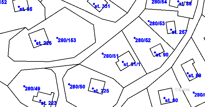 Parcela st. 280/51 v KÚ Skalka u Chebu, Katastrální mapa