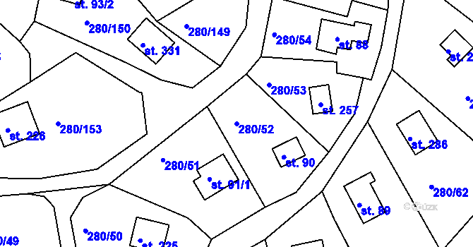 Parcela st. 280/52 v KÚ Skalka u Chebu, Katastrální mapa