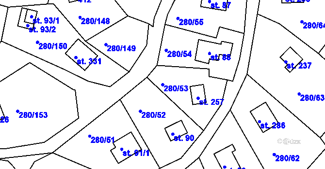 Parcela st. 280/53 v KÚ Skalka u Chebu, Katastrální mapa