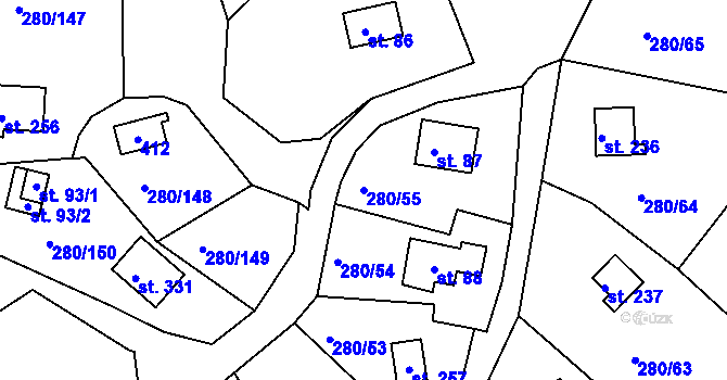 Parcela st. 280/55 v KÚ Skalka u Chebu, Katastrální mapa