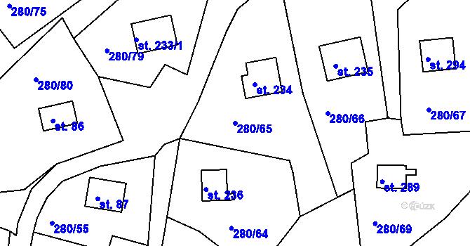 Parcela st. 280/65 v KÚ Skalka u Chebu, Katastrální mapa