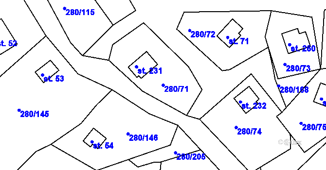 Parcela st. 280/71 v KÚ Skalka u Chebu, Katastrální mapa