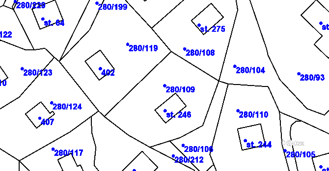 Parcela st. 280/109 v KÚ Skalka u Chebu, Katastrální mapa