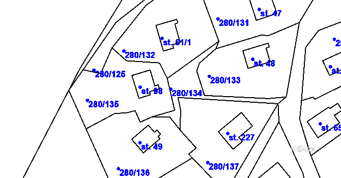 Parcela st. 280/134 v KÚ Skalka u Chebu, Katastrální mapa