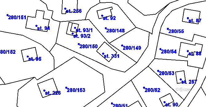 Parcela st. 331 v KÚ Skalka u Chebu, Katastrální mapa
