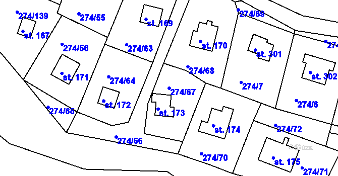 Parcela st. 274/67 v KÚ Skalka u Chebu, Katastrální mapa