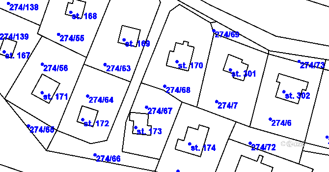 Parcela st. 274/68 v KÚ Skalka u Chebu, Katastrální mapa