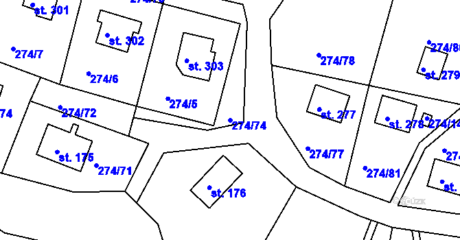 Parcela st. 274/74 v KÚ Skalka u Chebu, Katastrální mapa