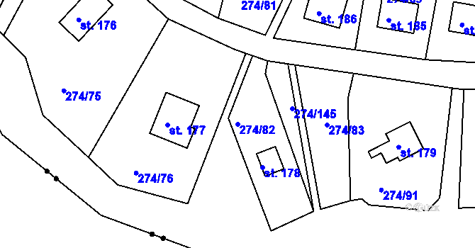 Parcela st. 274/82 v KÚ Skalka u Chebu, Katastrální mapa