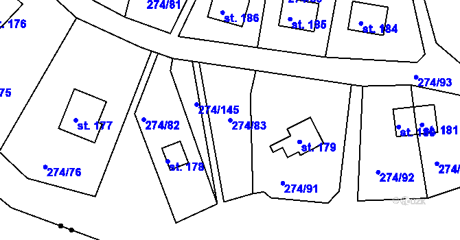 Parcela st. 274/83 v KÚ Skalka u Chebu, Katastrální mapa