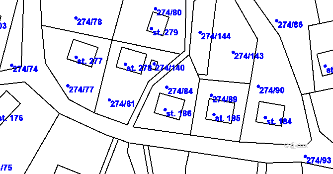 Parcela st. 274/84 v KÚ Skalka u Chebu, Katastrální mapa