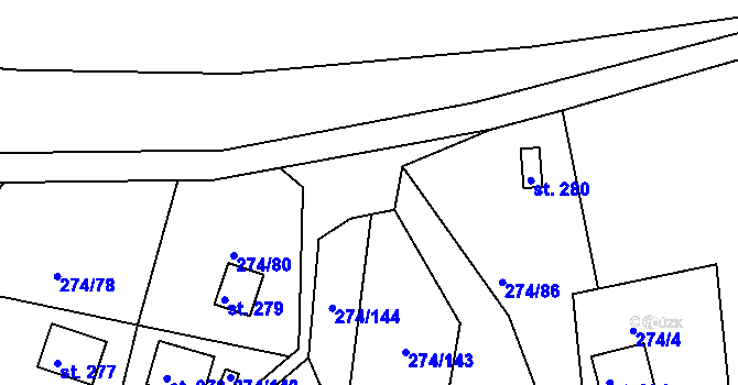 Parcela st. 274/85 v KÚ Skalka u Chebu, Katastrální mapa